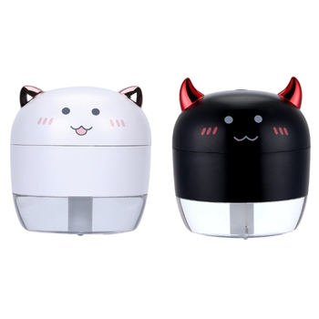 2 Set Mini Air Humidifier USB Aromatherapy Diffuser 200ML Mist Maker with Night Light for Car - Black & White